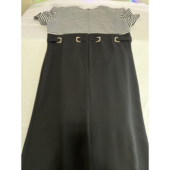 David Warren Women's Vintage Dress Black and White Striped Size 12 Short Sleeve - Picture 5 of 7
